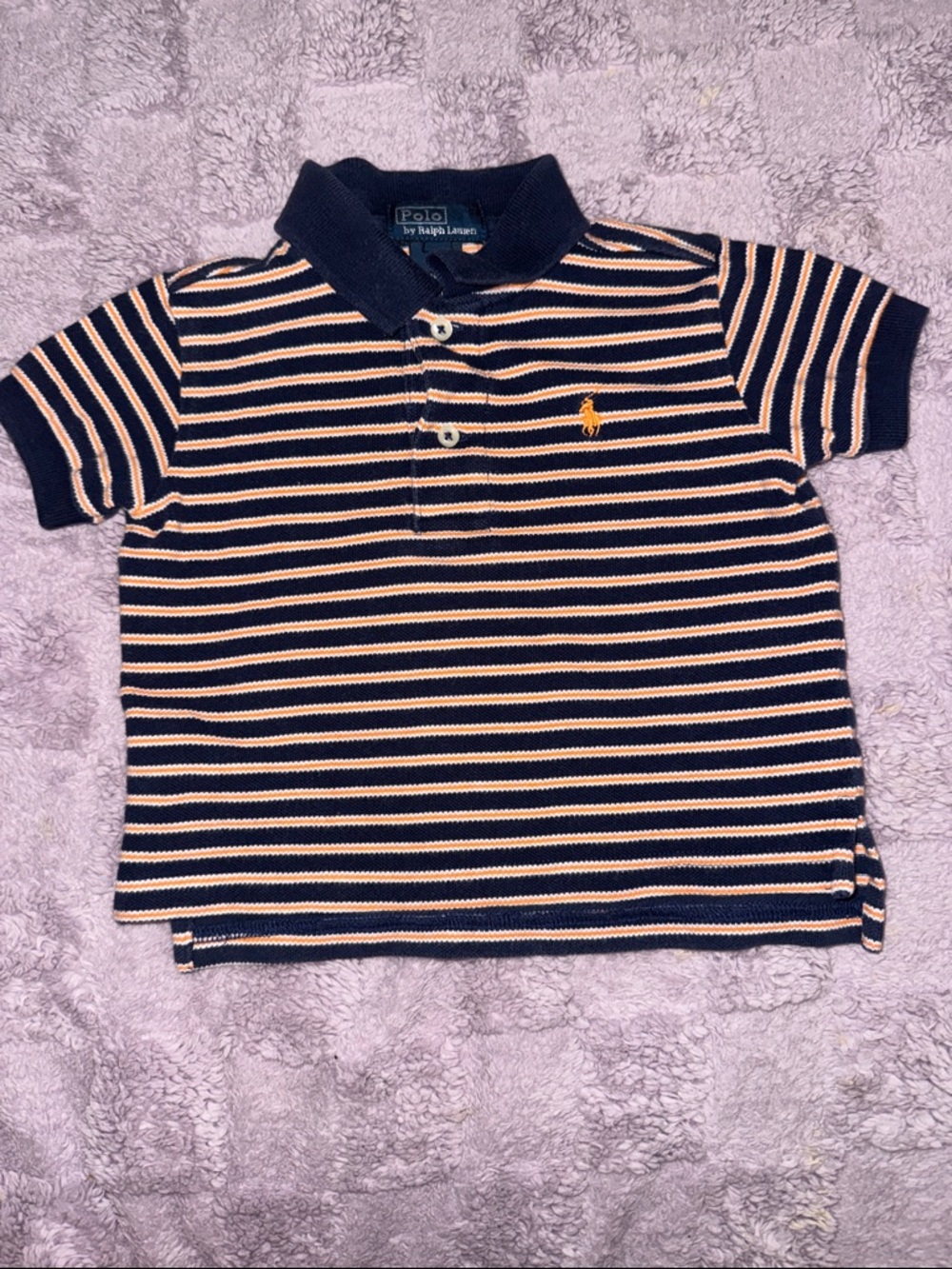 Polo by Ralph Lauren Navy and Cream Striped Kids Polo Shirt